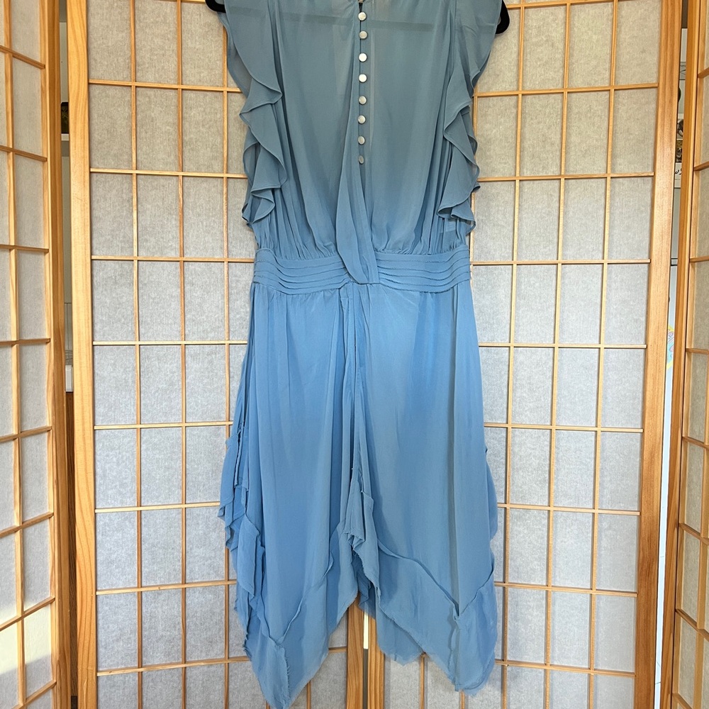 Anthropologie Blue Ruffled Dress